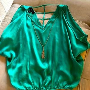 BCX women blouse color green size Small.